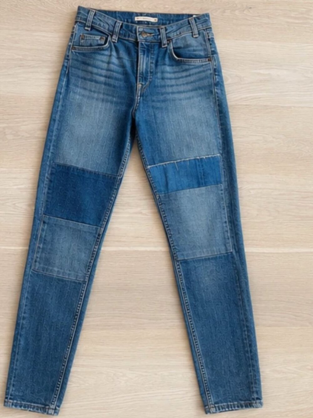721 Vintage High Rise Skinny Levis W Sz 28 Thrashed Festival Rave